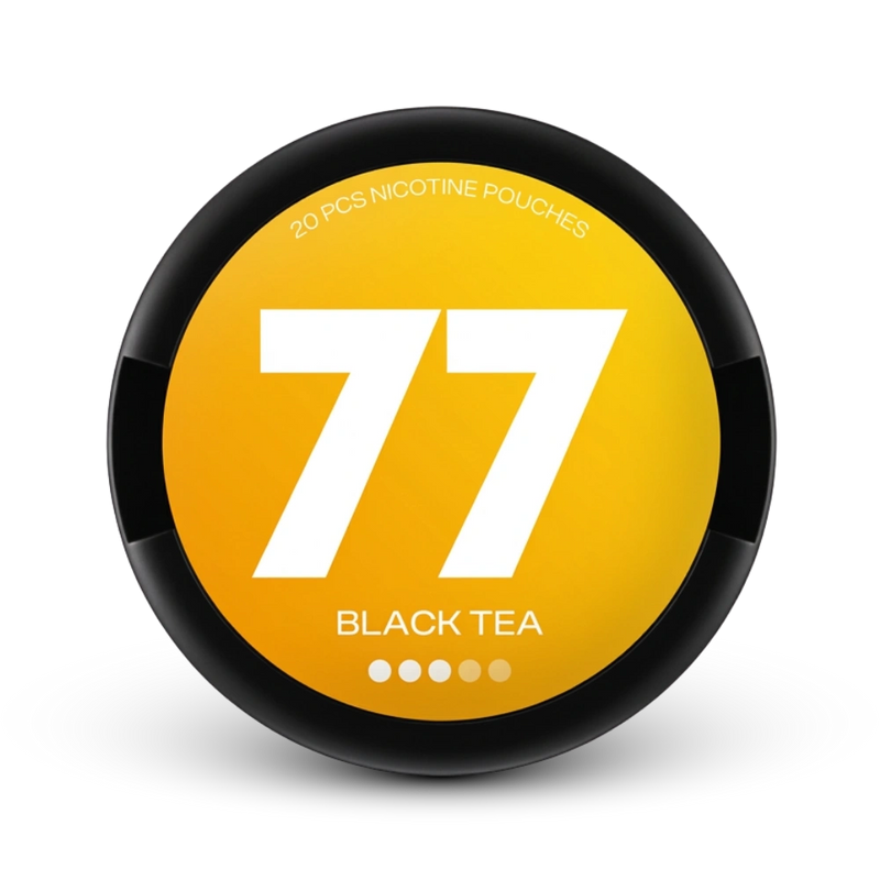77 Black Tea Nicotine Pouches, 20er Dose, Schwarztee-Geschmack, starke Nikotinmenge