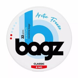 Bagz Arctic Freeze Nicotine Pouches 8mg Classic, Eisbeutel in weißer Dose