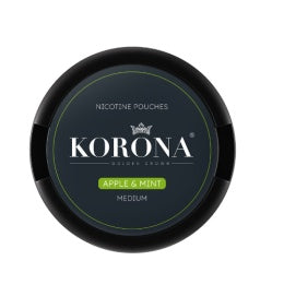 Korona Apple Mint Nicotine Pouches, Medium Stärke, schwarze Dose mit grünem Label