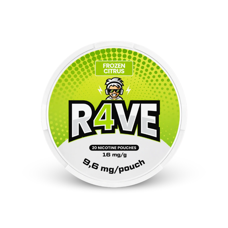 RAVE Frozen Citrus 16mg – can of nicotine pouches