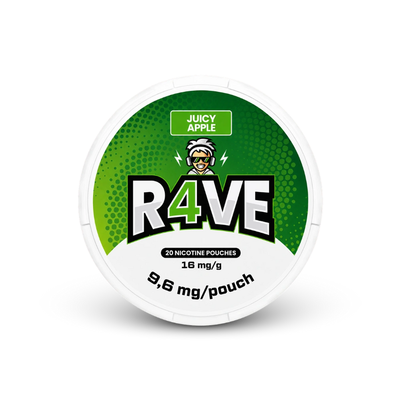 RAVE Juicy Apple 16mg – can of nicotine pouches