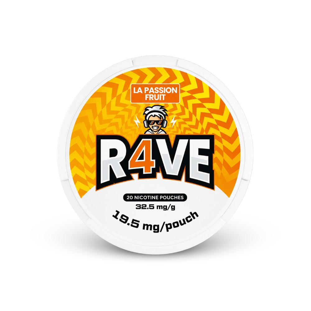 RAVE La Passion Fruit 32.5mg – can of nicotine pouches