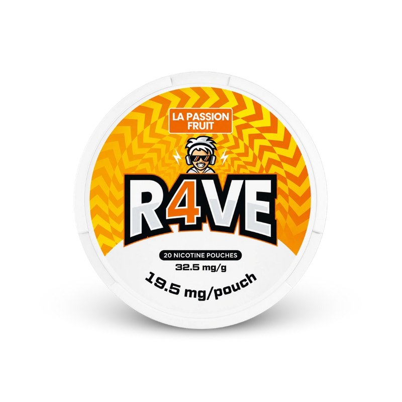 RAVE La Passion Fruit 32.5mg – can of nicotine pouches