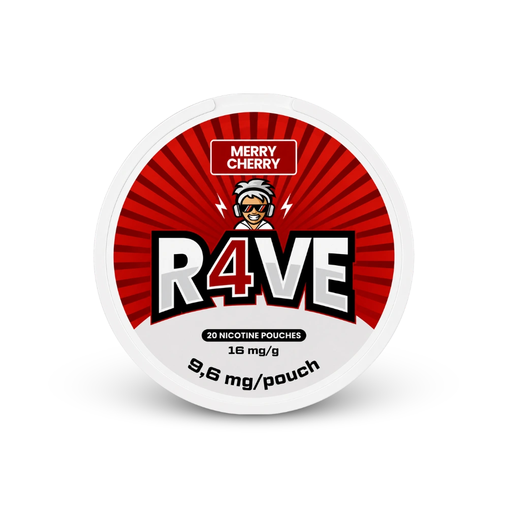 RAVE Merry Cherry 16mg – can of nicotine pouches