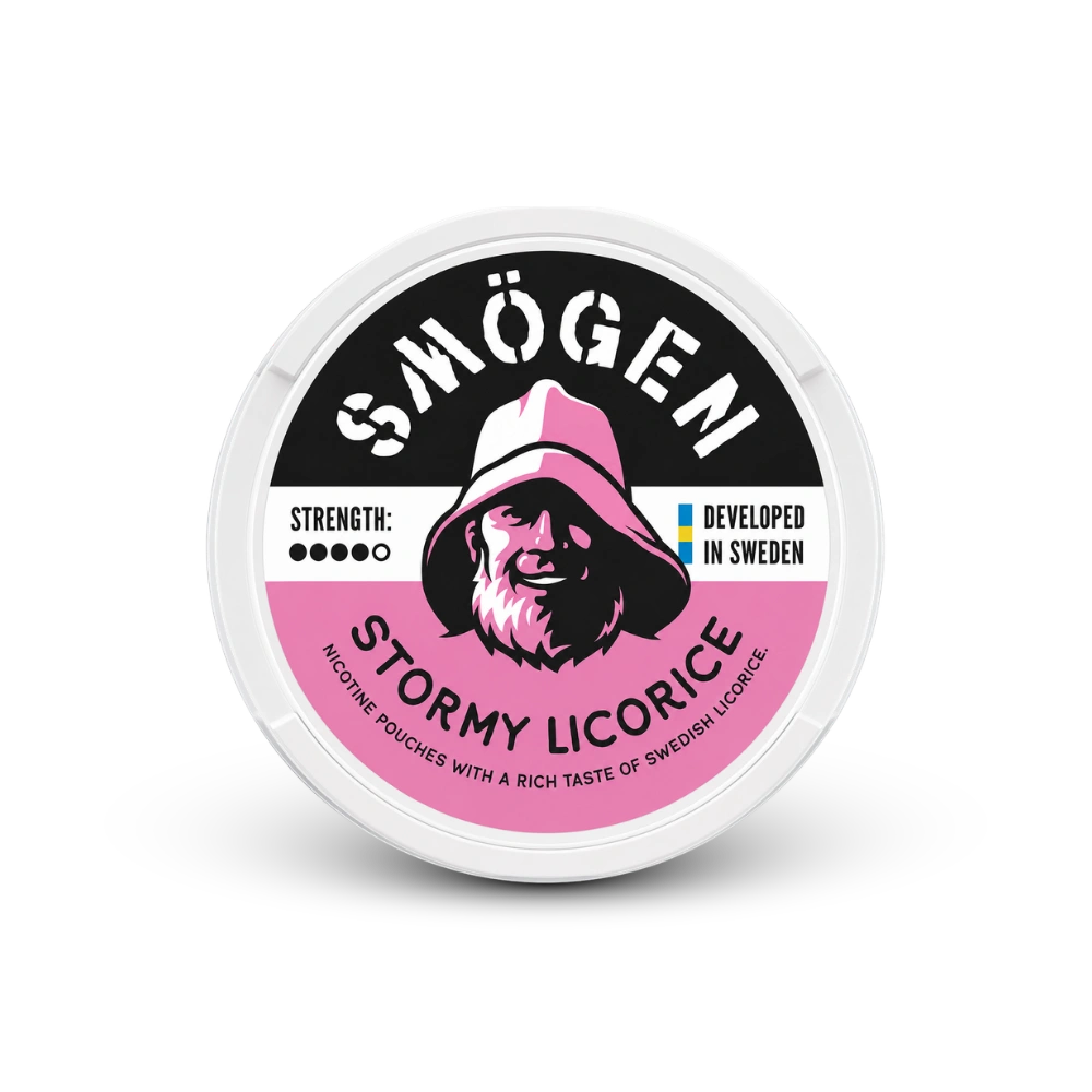 Smögen Stormy Licorice – lata de bolsas de nicotina