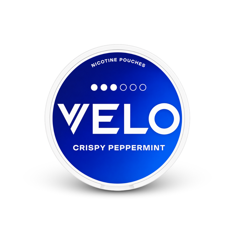 VELO Crispy Peppermint Mini – lata de bolsas de nicotina