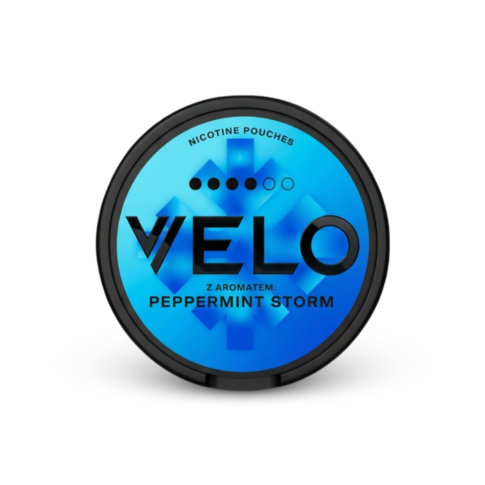 VELO Peppermint Storm – lata de bolsitas de nicotina