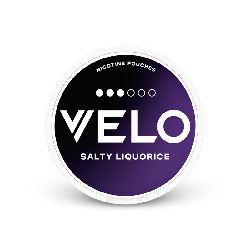 VELO Salty Liquorice – can of nicotine pouches