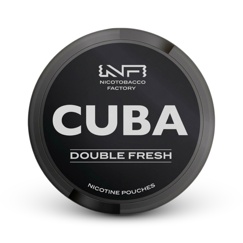 Cuba Double Fresh Nicotine Pouches von Nicotobacco Factory, schwarze Dose mit weißer Beschriftung