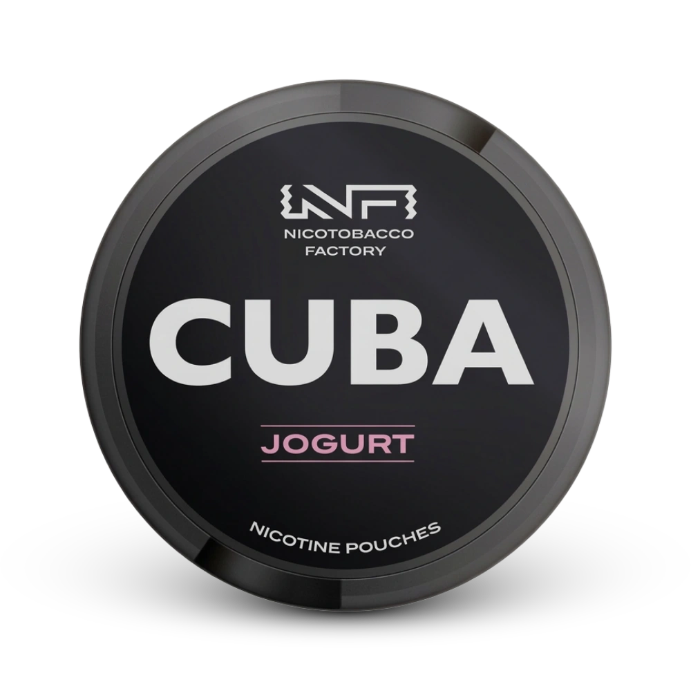 Cuba Nicotine Pouches Jogurt von Nicotobacco Factory, schwarze Dose mit Yoghurt-Geschmack