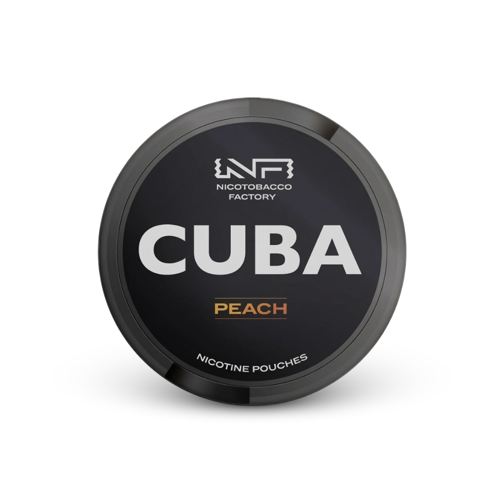 Cuba Black Peach – lata de bolsitas de nicotina