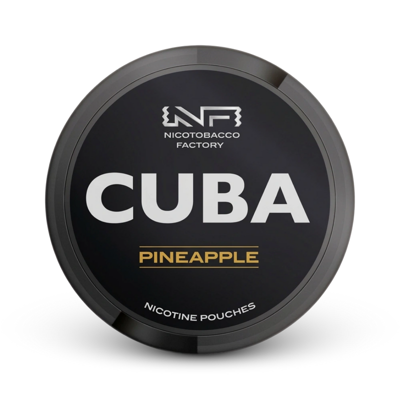 Cuba Pineapple Nicotine Pouches schwarze Dose mit Ananasgeschmack von Nicotobacco Factory