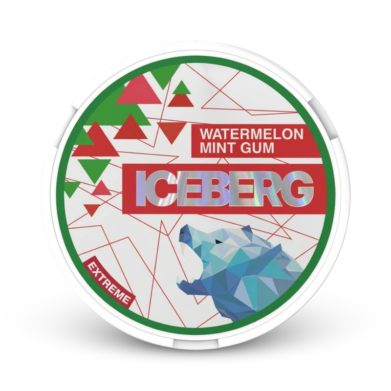 Iceberg Watermelon Mint Gum Dose mit grünem Rand, Wassermelonen- und Minz-Geschmack, Extra Stark