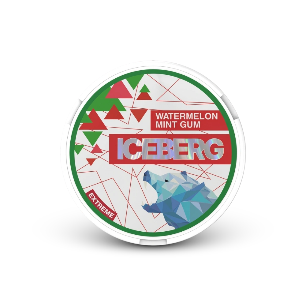 Chicle Menta Sandía Iceberg – lata de bolsitas de nicotina