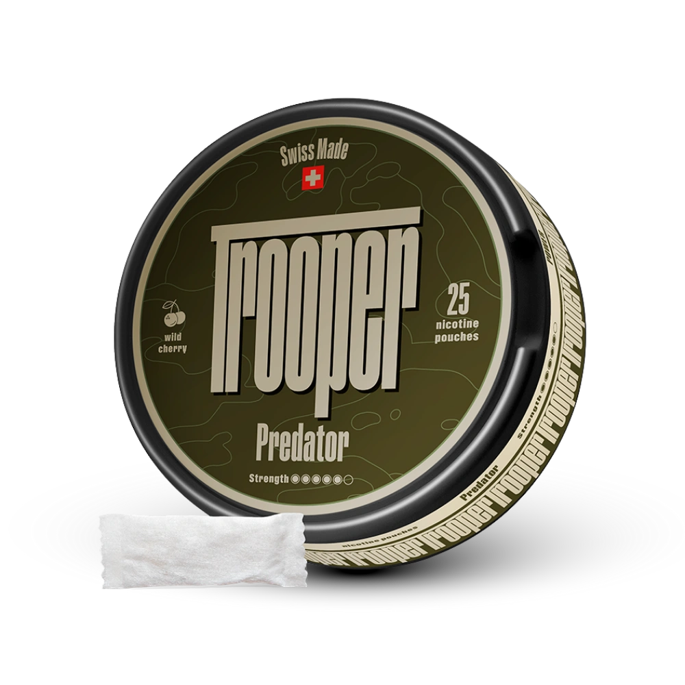 Trooper Predator Nicotine Pouches Wild Cherry, 25 Beutel, Stärke 6/6, Swiss Made