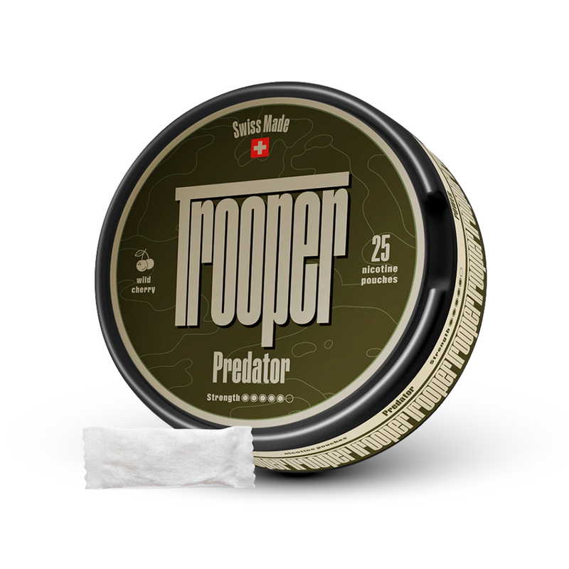 Trooper Predator Nicotine Pouches Wild Cherry, 25 Beutel, Stärke 6/6, Swiss Made