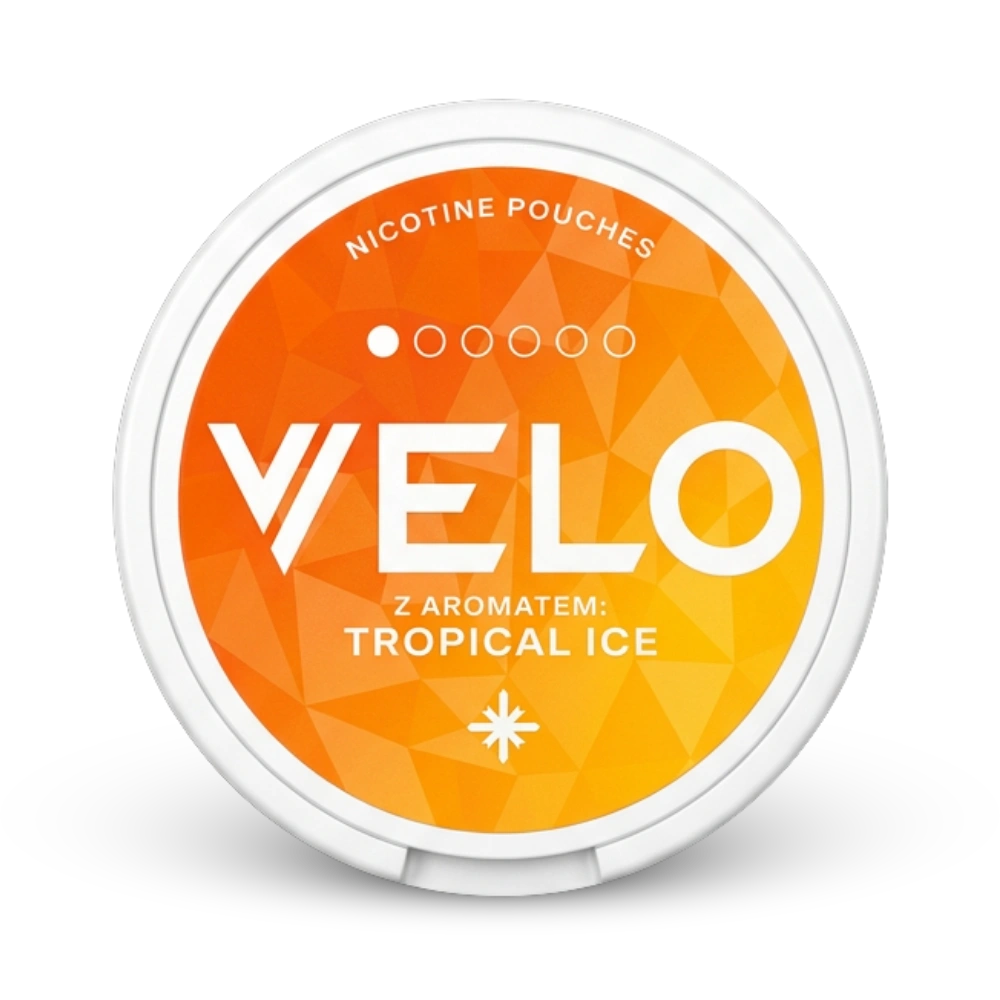 VELO Tropical Ice Nicotine Pouches, Medium Stärke mit tropischem Eis-Aroma, weiße Dose
