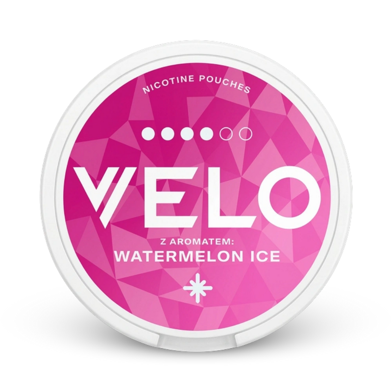 Velo Watermelon Ice Nicotine Pouches, 4mg Stärke, weiße Dose mit rosa Etikett