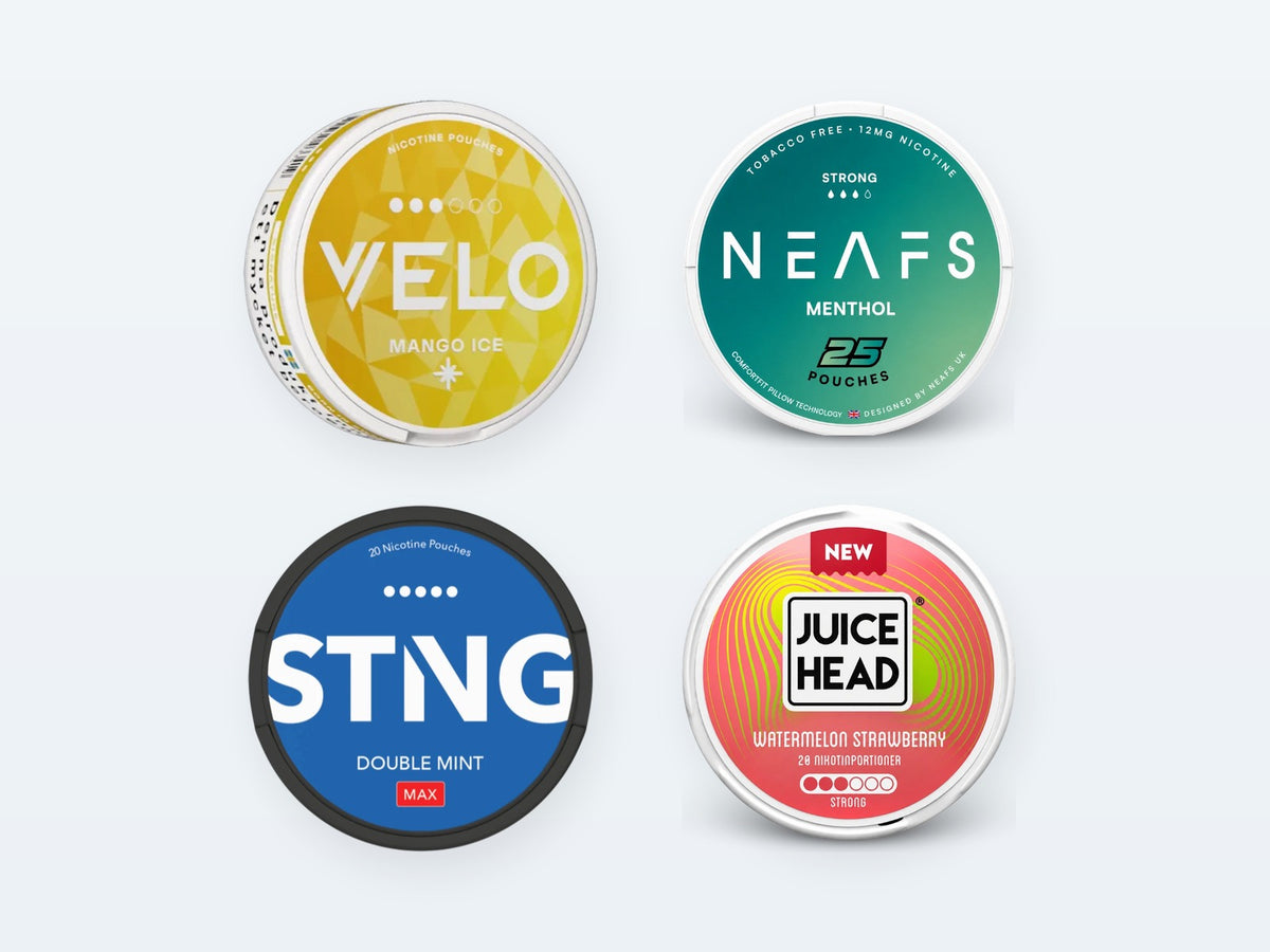 Nicotine pouches: VELO, NEAFS, STNG, JUICE HEAD