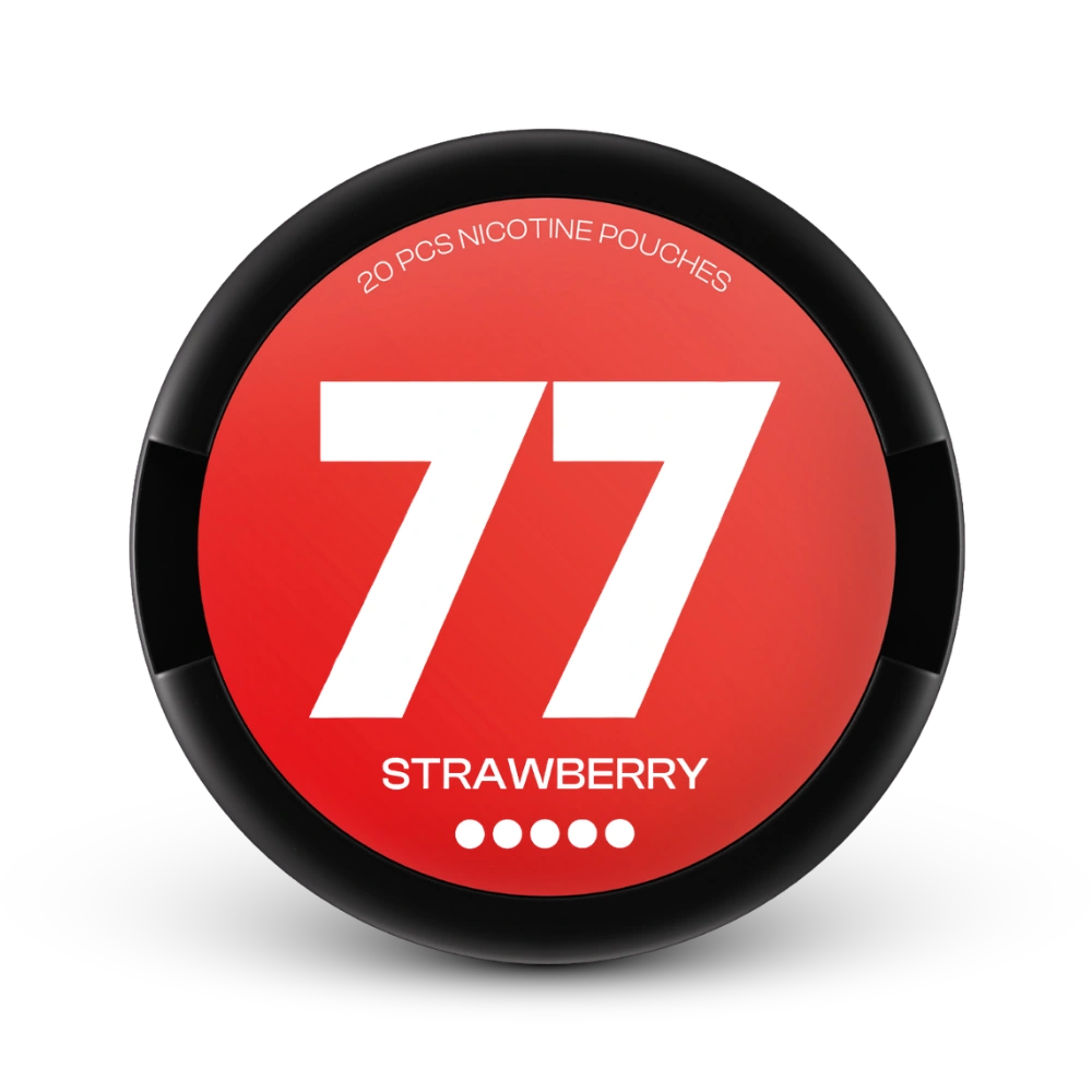 77 Medium Strawberry Nicotine Pouches Dose mit 20 Stück, Erdbeere-Geschmack