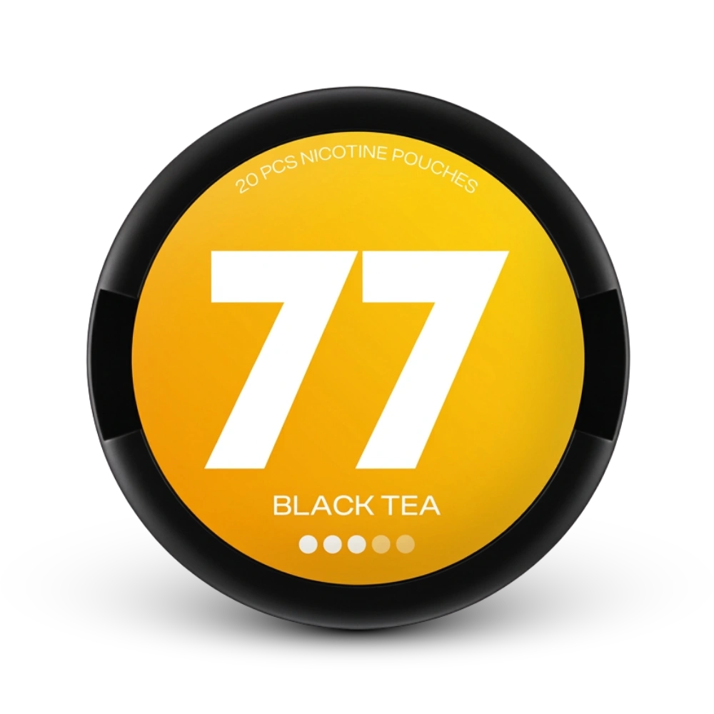 77 Black Tea Nicotine Pouches, 20 Stück, Geschmack Schwarztee, mittlere Stärke