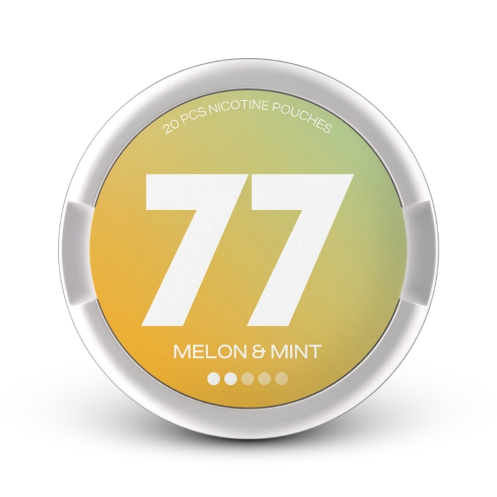 77 Light Melon Mint Nicotine Pouches, 20er Dose mit Melonen- und Minzaroma, mittlere Stärke