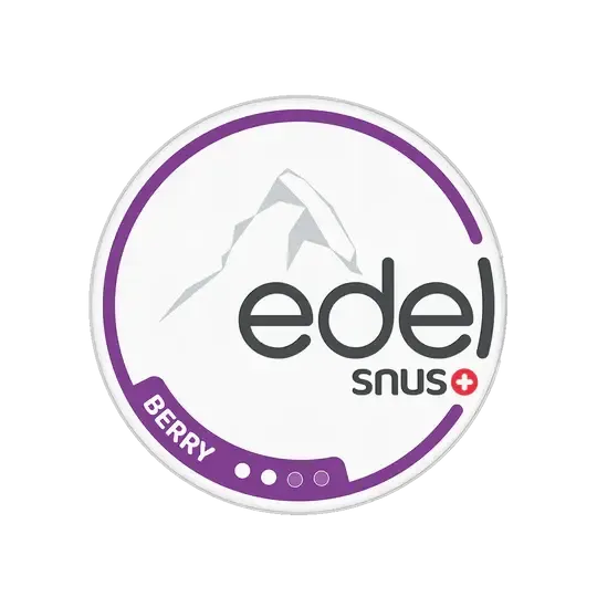 Edel Snus Berry Strong Dose mit Beeren-Aroma und Berg-Logo, lila Verpackung