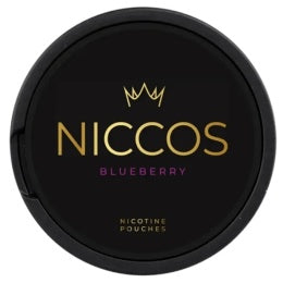 NICCOS Blueberry Nicotine Pouches 24mg schwarze Dose mit Blaubeeren-Aroma