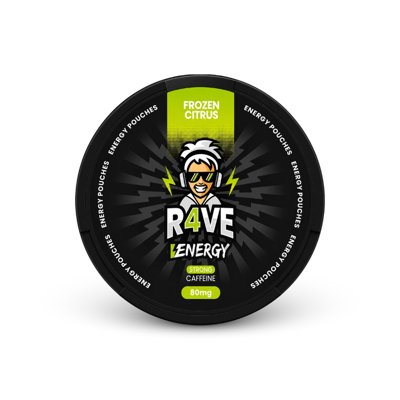 RAVE Energy Frozen Citrus 80mg – can of nicotine pouches