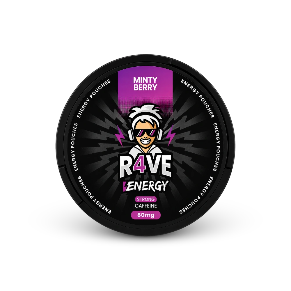 RAVE Energy Minty Berry 80mg – can of nicotine pouches