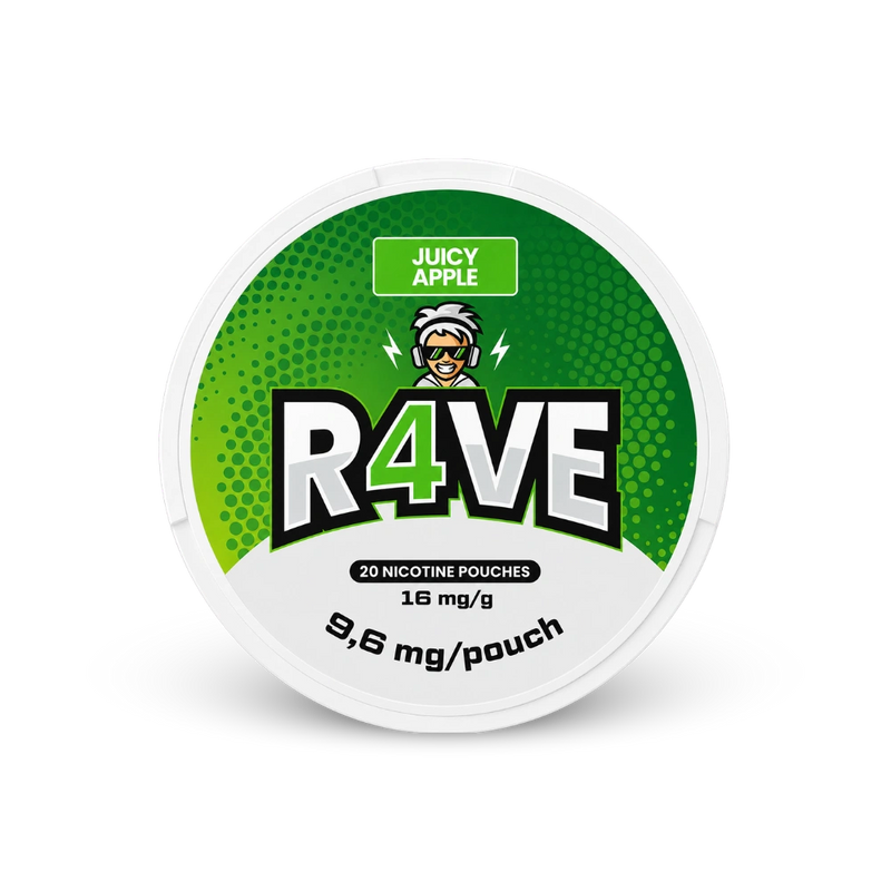RAVE Juicy Apple 32.5mg – can of nicotine pouches