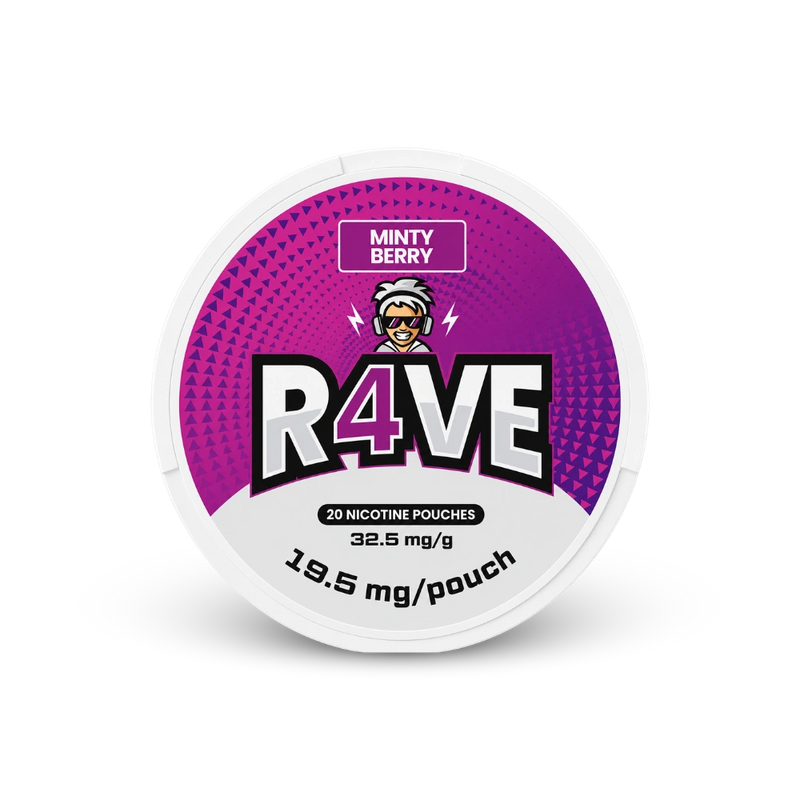 RAVE Minty Berry 32.5mg – can of nicotine pouches