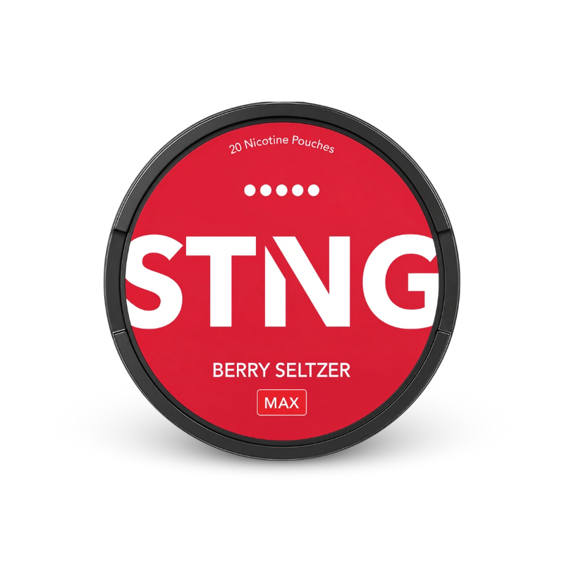 STNG Berry Seltzer MAX – can of nicotine pouches