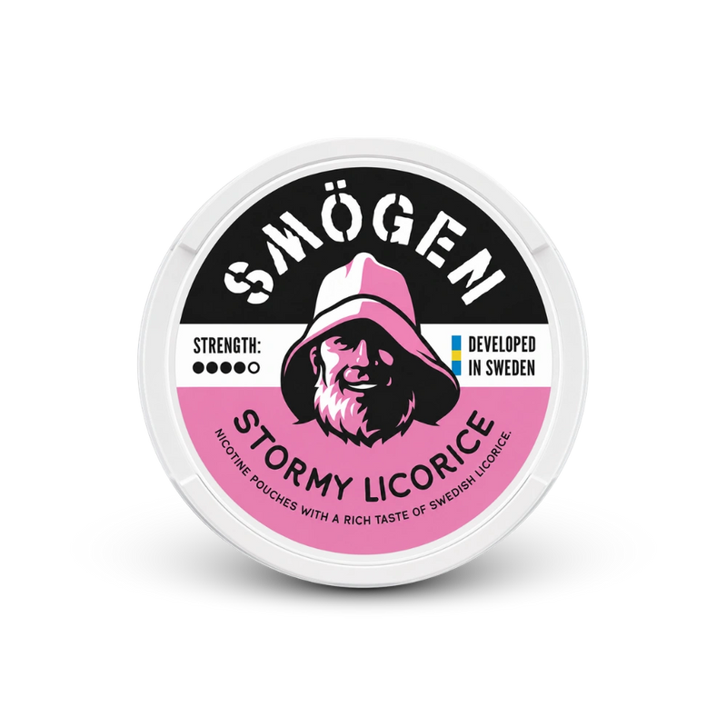 Smögen Stormy Licorice – can of nicotine pouches