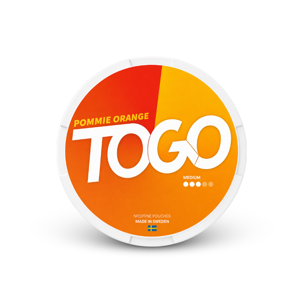 TOGO Pommie Orange – can of nicotine pouches