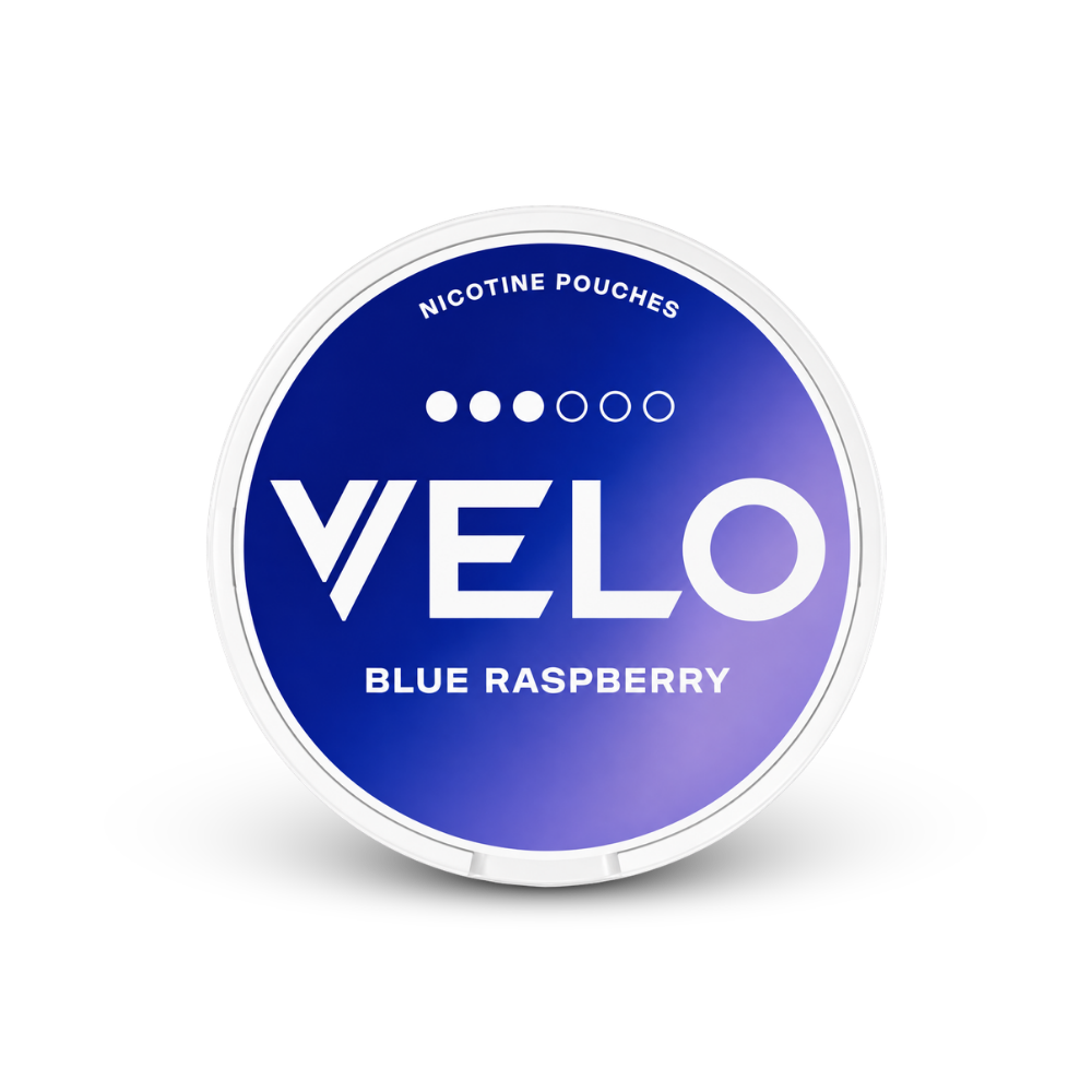 VELO Frambuesa Azul – lata de bolsitas de nicotina