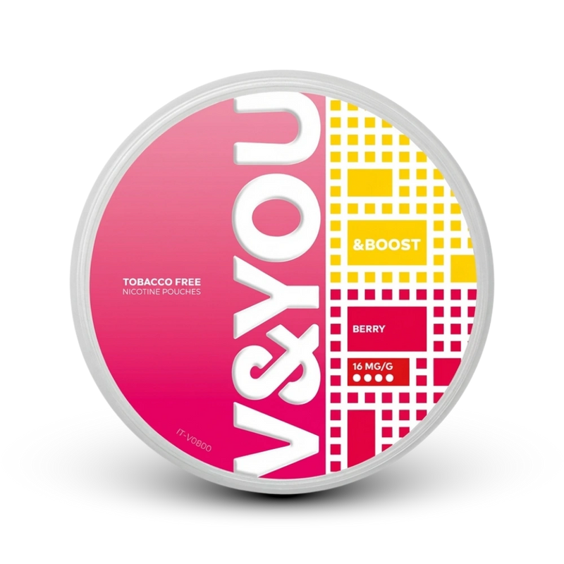 V&YOU Boost Berry Nicotine Pouches, 16 mg/g, Beeren-Geschmack, tabakfrei