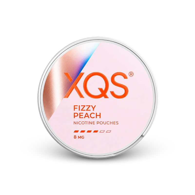 XQS Fizzy Peach Slim Strong – can of nicotine pouches