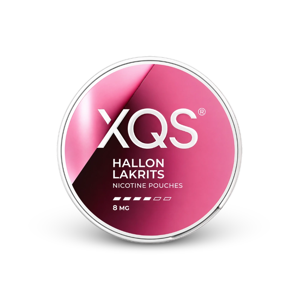 XQS Hallon Lakrits Slim Strong – can of nicotine pouches