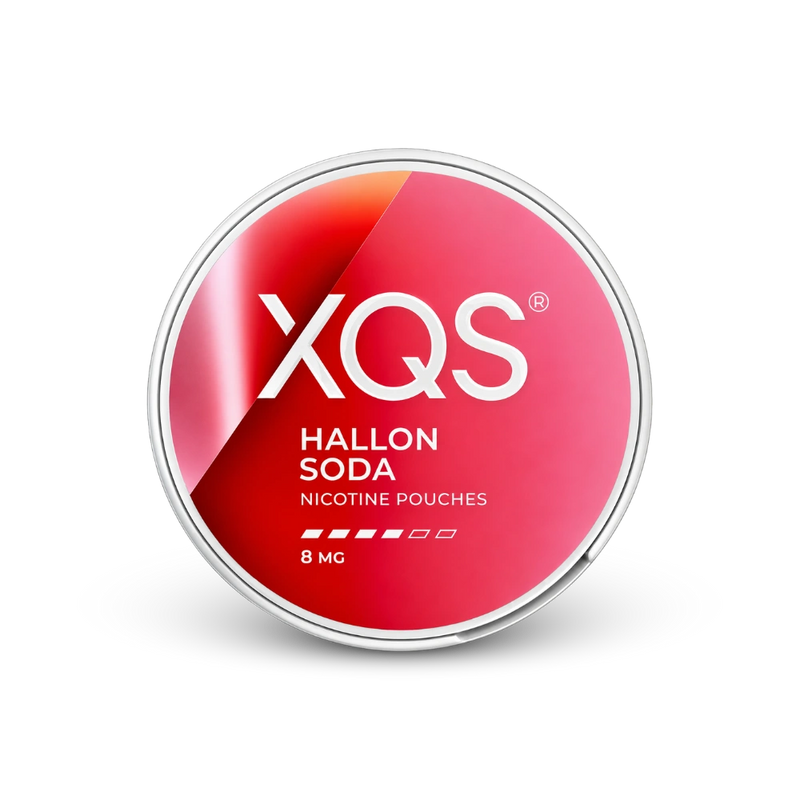 XQS Hallonsoda Strong – can of nicotine pouches