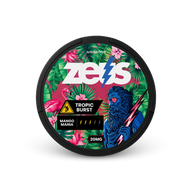 Zeus Tropic Burst Strong – Aroma de frutas tropicais, Forte, 20 saquetas/lata
