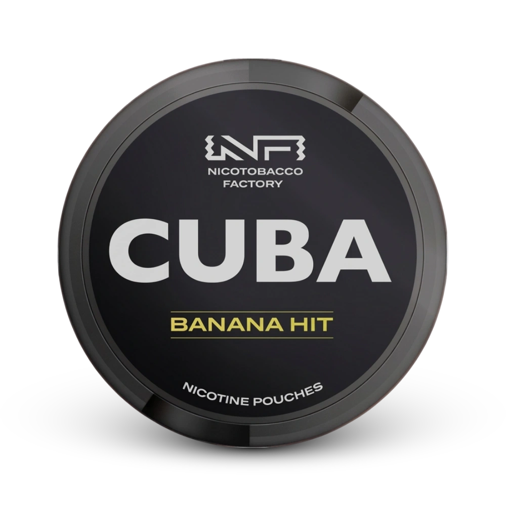 Cuba Nicotine Pouches Banana Hit Dose von Nicotobacco Factory mit schwarzem Design