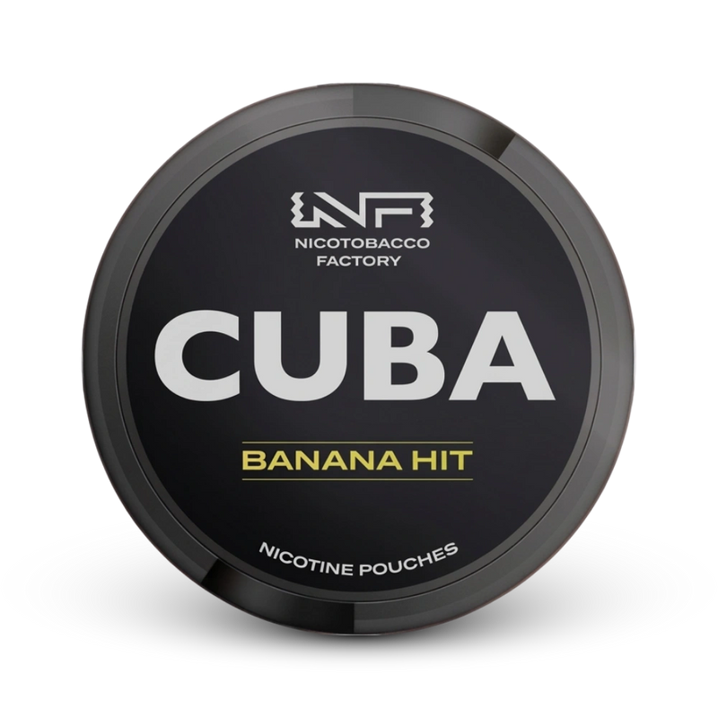Cuba Nicotine Pouches Banana Hit Dose von Nicotobacco Factory mit schwarzem Design