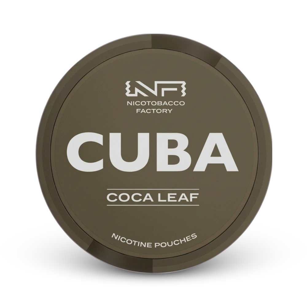 Cuba Coca Leaf Nicotine Pouches von Nicotobacco Factory in olivgrüner Dose