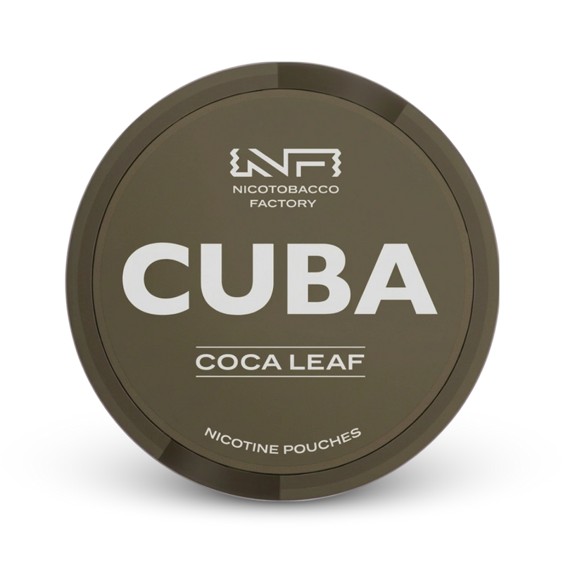 Cuba Coca Leaf Nicotine Pouches von Nicotobacco Factory in olivgrüner Dose