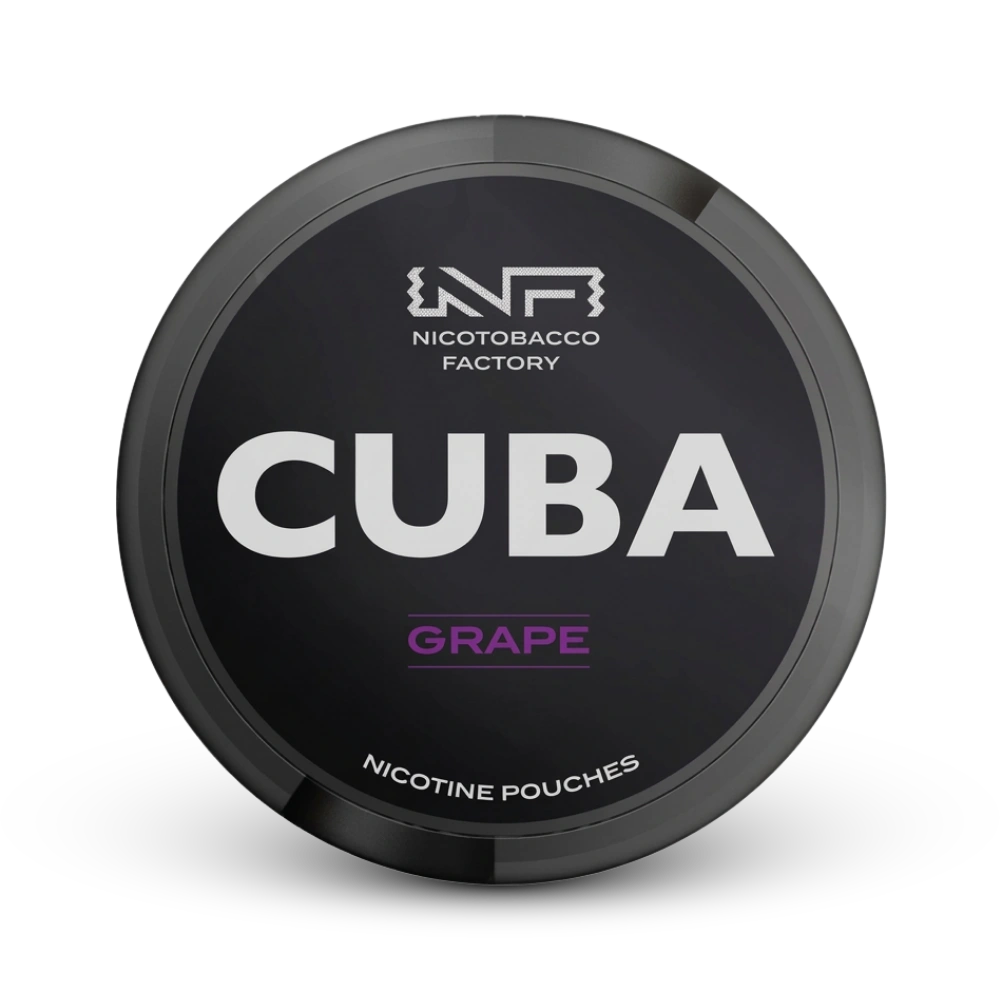 Cuba Nicotine Pouches Grape von Nicotobacco Factory in schwarzer Dose