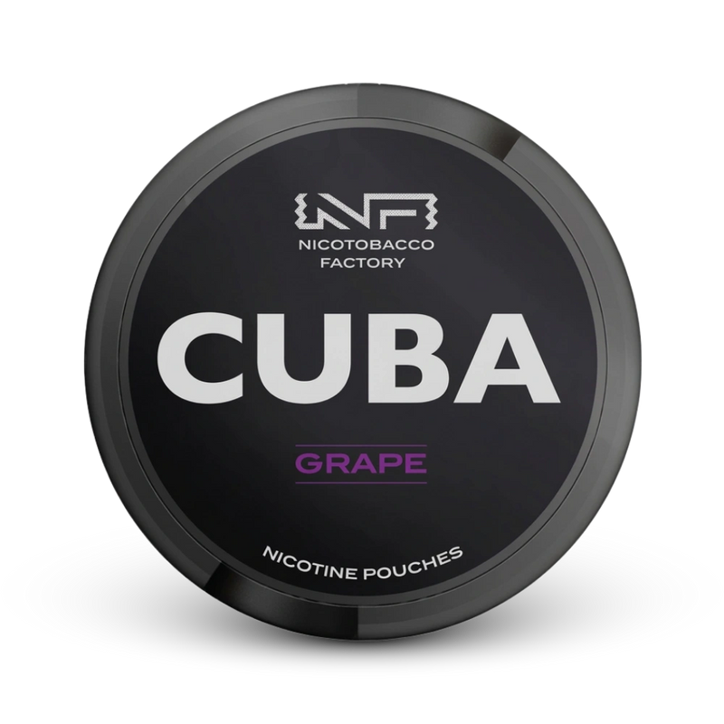 Cuba Nicotine Pouches Grape von Nicotobacco Factory in schwarzer Dose
