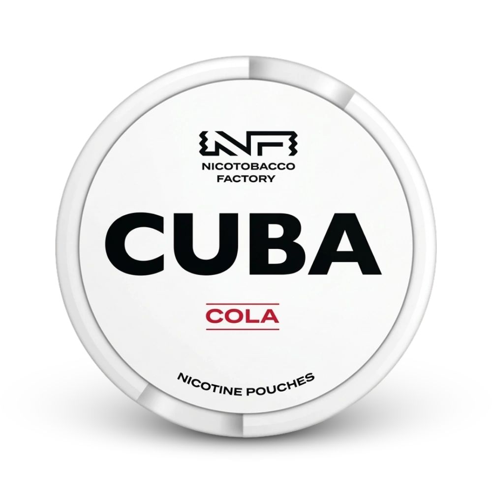 Cuba Cola Nicotine Pouches von Nicotobacco Factory, weiße Dose mit Cola-Geschmack