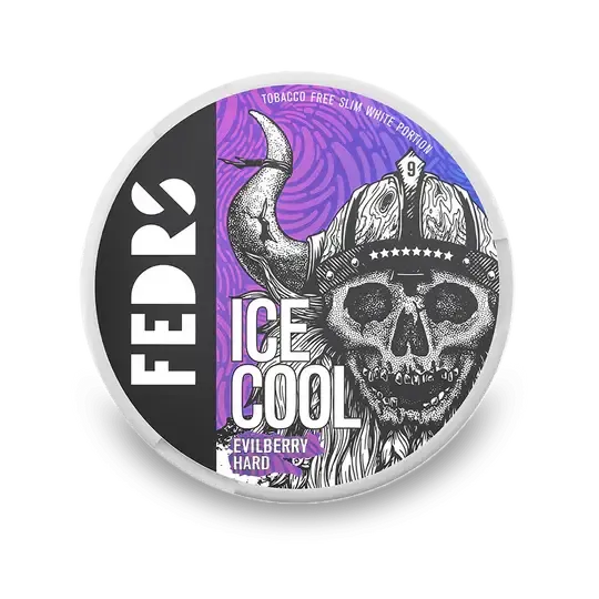 FEDRS Ice Cool Evilberry Hard Snus Dose mit Schädel-Design, Slim White-Format, extra stark 9mg