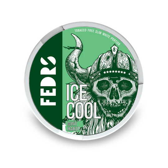 FED Snus Ice Cool Slim White Portion Hard Mint Extra Stark Nicotine Pouches Dose